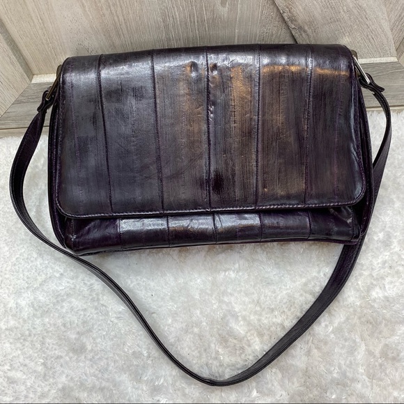 Lee Sands Genuine Eel Skin Shoulder Bag Purse Designer RARE - Picture 2 of 16